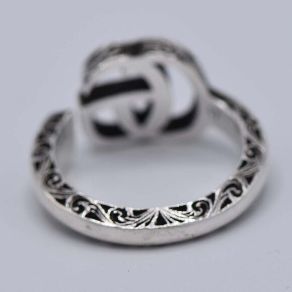 Gucci Sterling Silver GG Marmont Key Ring Size 5.75  Gucci Ring Double G Key Ring Size 15 Approx 5.7 g Silver SV 925 Accessories